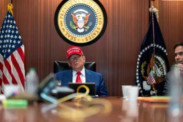 Trump holds a meeting in the Situation Room at the White House. Image source: The White House/Handout via Reuters